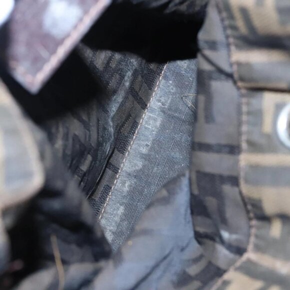 FENDI Zucca Canvas Hand Bag Brown Black Silver Auth EC490 - Picture 11 of 16